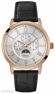 Guess Mens Delancy Black Leather Strap White Chronograph Dial W0870G2 Guess Mens Delancy Black Leather Strap White Chronograph Dial W0870G2