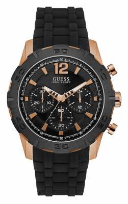 Guess Mens Caliber Sport Black Chronograph Dial Rose Gold Case W0864G2 Guess Mens Caliber Sport Black Chronograph Dial Rose Gold Case W0864G2