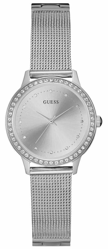 Guess Womans Chelsea Silver Mesh Strap Watch W0647L6