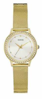 Guess Womans Chelsea Gold Mesh Strap White Dial Stone Set W0647L7 Guess Womans Chelsea Gold Mesh Strap White Dial Stone Set W0647L7