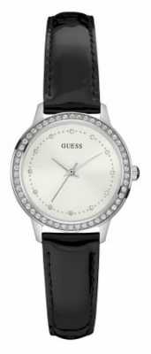 Guess Womans Chelsea Black Leather Strap White Dial Stone Set W0648L7 Guess Womans Chelsea Black Leather Strap White Dial Stone Set W0648L7