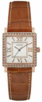 Guess Womans Highline Brown Leather Strap Rose Gold Case W0829L4 Guess Womans Highline Brown Leather Strap Rose Gold Case W0829L4