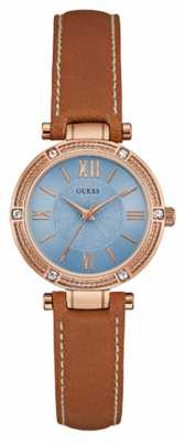Guess Womans Park Ave South Brown Leather Strap Rose Gold W0838L2 Guess Womans Park Ave South Brown Leather Strap Rose Gold W0838L2