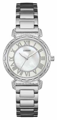 Guess Womans South Hampton Silver Metal Strap Round White Dial W0831L1 Guess Womans South Hampton Silver Metal Strap Round White Dial W0831L1