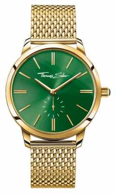 Thomas Sabo Womans Glam Spirit Steel Gold Mesh Strap Green Dial WA0275-264-211-33 Thomas Sabo Womans Glam Spirit Steel Gold Mesh Strap Green Dial WA0275-264-211-33
