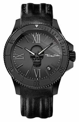 Thomas Sabo Mens Rebel Icon Black Leather Strap Rose Gold Steel Case WA0278-213-203-44 Thomas Sabo Mens Rebel Icon Black Leather Strap Rose Gold Steel Case WA0278-213-203-44