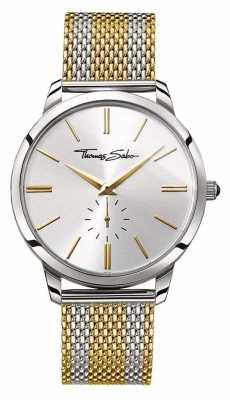 Thomas Sabo Mens Rebel Spirit Two Tone Gold Steel Mesh Strap Silver Dial WA0269-282-201-42 Thomas Sabo Mens Rebel Spirit Two Tone Gold Steel Mesh Strap Silver Dial WA0269-282-201-42