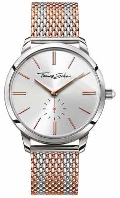 Thomas Sabo Mens Rebel Spirit Two Tone Rose Gold Steel Mesh Strap WA0270-283-201-42 Thomas Sabo Mens Rebel Spirit Two Tone Rose Gold Steel Mesh Strap WA0270-283-201-42