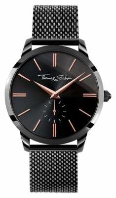 Thomas Sabo Mens Rebel Spirit Black Stainless Steel Mesh Strap Black Dia WA0271-202-203-42 Thomas Sabo Mens Rebel Spirit Black Stainless Steel Mesh Strap Black Dia WA0271-202-203-42