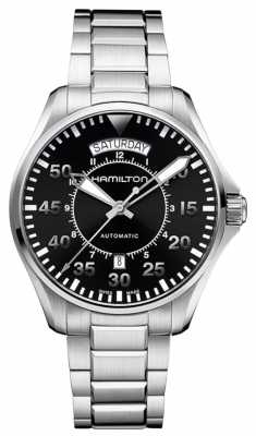 Hamilton Mens Khaki Pilot Black Dial Stainless Steel Strap H64615135 Hamilton Mens Khaki Pilot Black Dial Stainless Steel Strap H64615135