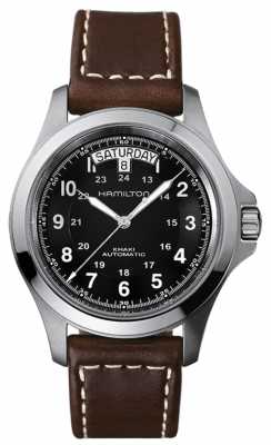 Hamilton Mens Khaki Field King Auto Brown Leather Strap H64455533 Hamilton Mens Khaki Field King Auto Brown Leather Strap H64455533