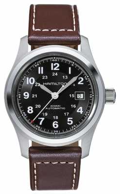 Hamilton Mens Khaki Field Auto 42mm Black Dial Brown Leather Strap H70555533 Hamilton Mens Khaki Field Auto 42mm Black Dial Brown Leather Strap H70555533