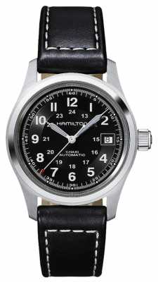 Hamilton Mens Khaki Field Auto Black Strap Black Dial H70455733 Hamilton Mens Khaki Field Auto Black Strap Black Dial H70455733