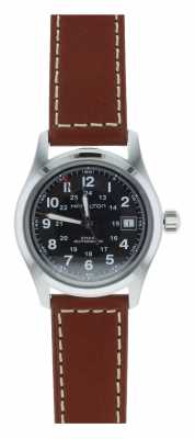 Hamilton Mens Khaki Field Auto Black Dial Brown Strap H70455533 Hamilton Mens Khaki Field Auto Black Dial Brown Strap H70455533