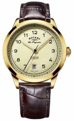 Rotary Mens Les Originales Gold Dial Brown Leather Strap GS90185/03 Rotary Mens Les Originales Gold Dial Brown Leather Strap GS90185/03