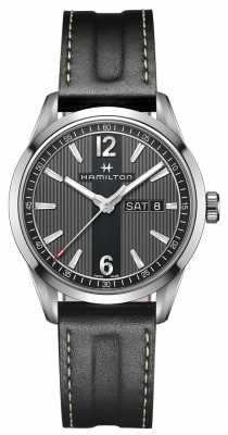 Hamilton Mens Broadway Day Date Black Leather Strap Black Dial H43311735 Hamilton Mens Broadway Day Date Black Leather Strap Black Dial H43311735