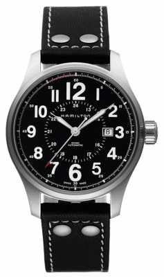 Hamilton Mens Khaki Officer Automatic Black Leather Strap Black Dial H70615733 Hamilton Mens Khaki Officer Automatic Black Leather Strap Black Dial H70615733