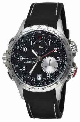 Hamilton Mens Khaki ETO Flyback Chronograph Black Rubber Strap H77612333 Hamilton Mens Khaki ETO Flyback Chronograph Black Rubber Strap H77612333
