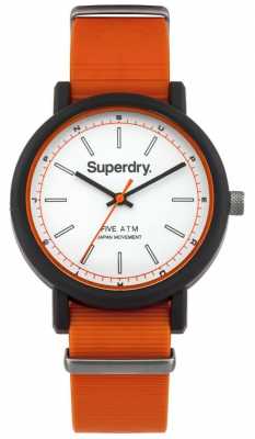 Superdry Mens Campus Nato Orange Rubber Strap White Dial SYG197O Superdry Mens Campus Nato Orange Rubber Strap White Dial SYG197O