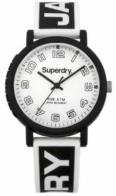 Superdry Mens Campus Black Rubber Strap White Dial SYG196BW Superdry Mens Campus Black Rubber Strap White Dial SYG196BW