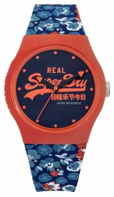 Superdry Womens Urban Floral Blue And Orange Rubber Strap Blue Dial SYL169UCO Superdry Womens Urban Floral Blue And Orange Rubber Strap Blue Dial SYL169UCO