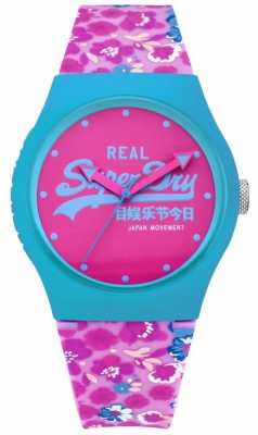 Superdry Womens Urban Floral Pink And Blue Rubber Strap Pink Dial SYL169UP Superdry Womens Urban Floral Pink And Blue Rubber Strap Pink Dial SYL169UP