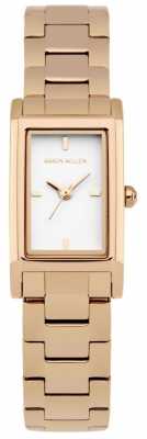 Karen Millen Womens Rose Gold Plated Stainless Steel Bracelet White Dial KM114RGM Karen Millen Womens Rose Gold Plated Stainless Steel Bracelet White Dial KM114RGM