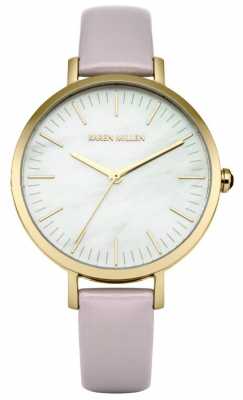 Karen Millen Womens Lavender Leather Strap Mother Of Pearl Dial KM126VG Karen Millen Womens Lavender Leather Strap Mother Of Pearl Dial KM126VG