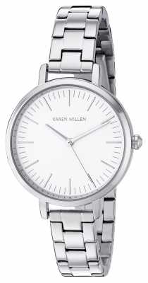 Karen Millen Womens Stainless Steel Bracelet White Dial KM126SM Karen Millen Womens Stainless Steel Bracelet White Dial KM126SM