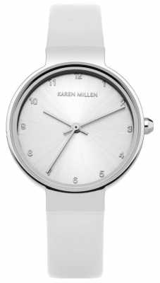 Karen Millen Womens White Leather Strap Silver Dial KM131W Karen Millen Womens White Leather Strap Silver Dial KM131W