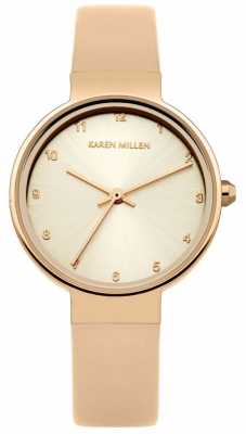 Karen Millen Womens Rose Gold Leather Strap Rose Gold Dial KM131CRG Karen Millen Womens Rose Gold Leather Strap Rose Gold Dial KM131CRG
