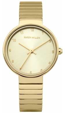 Karen Millen Womens Gold Plated Stainless Steel Bracelet Gold Dial KM131GM Karen Millen Womens Gold Plated Stainless Steel Bracelet Gold Dial KM131GM