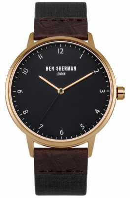 Ben Sherman Mens Portobello Heritage Leather And Fabric Strap Black Dial WB049BRG Ben Sherman Mens Portobello Heritage Leather And Fabric Strap Black Dial WB049BRG