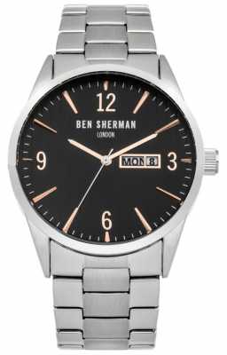 Ben Sherman Mens Stainless Steel Black Dial WB053BSM Ben Sherman Mens Stainless Steel Black Dial WB053BSM