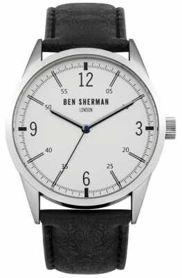 Ben Sherman Mens Black Leather Strap White Dial WB051B Ben Sherman Mens Black Leather Strap White Dial WB051B