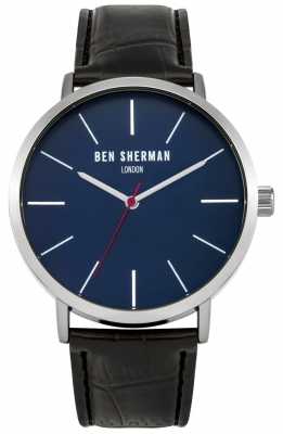 Ben Sherman Mens Black Leather Strap Blue Dial WB054B Ben Sherman Mens Black Leather Strap Blue Dial WB054B
