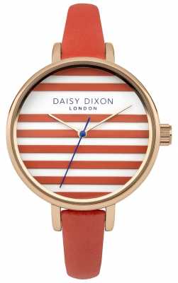 Daisy Dixon Womens Lauren Orange Leather Strap Orange And White Dial DD025ORG Daisy Dixon Womens Lauren Orange Leather Strap Orange And White Dial DD025ORG