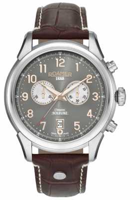Roamer Mens Soleure Chronography Brown Leather Strap Grey Dial 540951490605 Roamer Mens Soleure Chronography Brown Leather Strap Grey Dial 540951490605