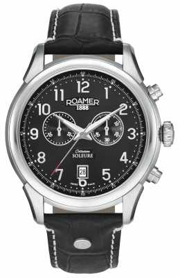 Roamer Mens Soleure Chronography Black Leather Strap Black Dial 540951415605 Roamer Mens Soleure Chronography Black Leather Strap Black Dial 540951415605