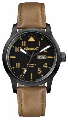 Ingersoll Mens Discovery The Hatton Brown Leather Strap Black Dial I01302 Ingersoll Mens Discovery The Hatton Brown Leather Strap Black Dial I01302