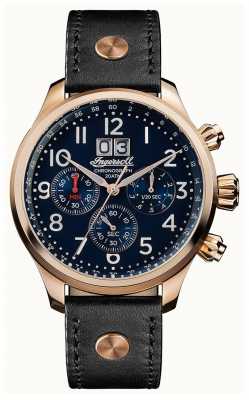 Ingersoll Mens Discovery The Delta Black Leather Strap Blue Dial I02401 Ingersoll Mens Discovery The Delta Black Leather Strap Blue Dial I02401