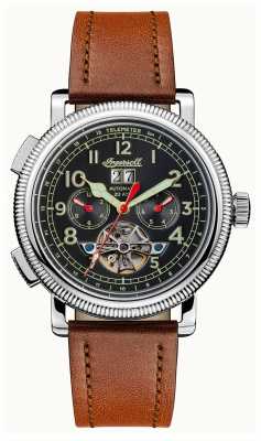 Ingersoll Mens Discovery The Bloch Brown Leather Strap Black Dial I02602 Ingersoll Mens Discovery The Bloch Brown Leather Strap Black Dial I02602