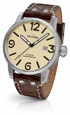 TW Steel Mens Maverick Cream Sandwich Dial Brown Leather Strap 45mm MS21 TW Steel Mens Maverick Cream Sandwich Dial Brown Leather Strap 45mm MS21