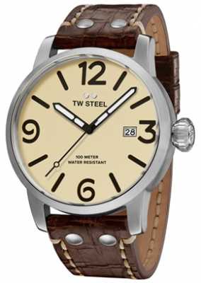 TW Steel Mens Maverick Cream Sandwich Dial Brown Leather Strap 48mm MS22 TW Steel Mens Maverick Cream Sandwich Dial Brown Leather Strap 48mm MS22