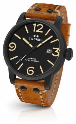 TW Steel Mens Maverick Black Sandwich Dial Tan Leather Strap 48mm MS32 TW Steel Mens Maverick Black Sandwich Dial Tan Leather Strap 48mm MS32