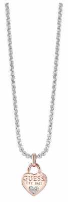 Guess Womans All About Shine Padlock Heart Necklace Rose Gold UBN82095 Guess Womans All About Shine Padlock Heart Necklace Rose Gold UBN82095