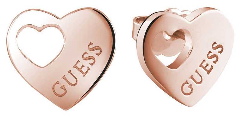 Guess Womans Heart Devotion Cut Out Heart Studs Rose Gold UBE82041 Guess Womans Heart Devotion Cut Out Heart Studs Rose Gold UBE82041