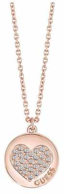 Guess Womans Heart Devotion Sparkle Heart Coin Necklace Rose Gold UBN82052 Guess Womans Heart Devotion Sparkle Heart Coin Necklace Rose Gold UBN82052