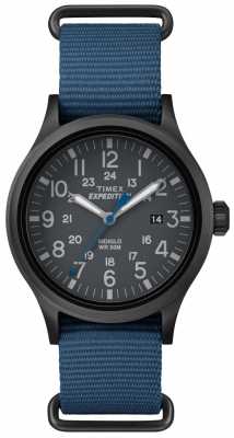 Timex Mens Scout Black Dial Blue Fabric Strap TW4B04800 Timex Mens Scout Black Dial Blue Fabric Strap TW4B04800