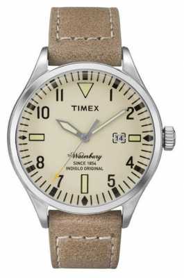 Timex Mens Waterbury Beige Leather Strap Cream Dial TW2P83900 Timex Mens Waterbury Beige Leather Strap Cream Dial TW2P83900